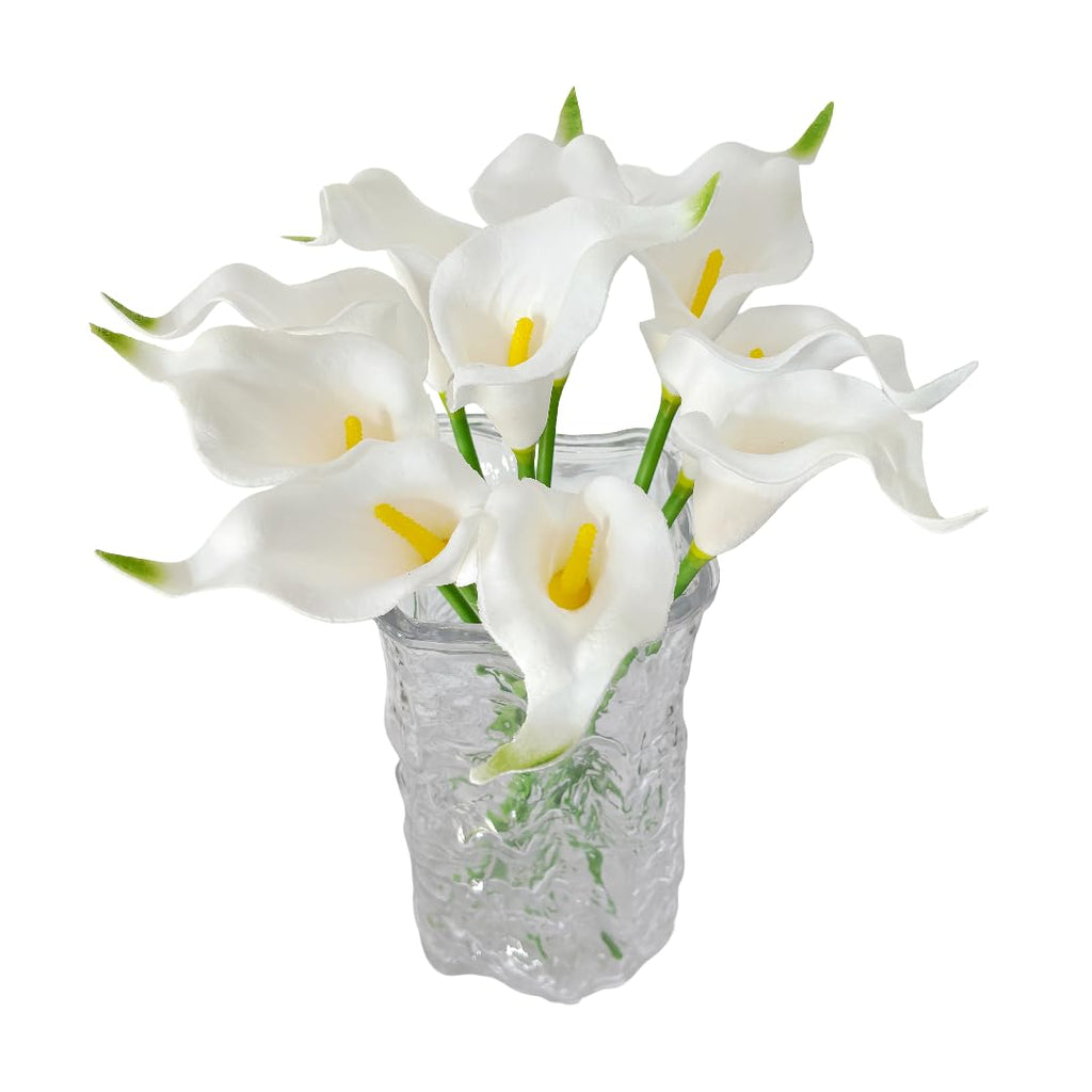 10 Stems Real Touch Calla Lily Artificial Flowers, 15.7in White Faux Calla Lilies with PU Blooms and Bendable Stems