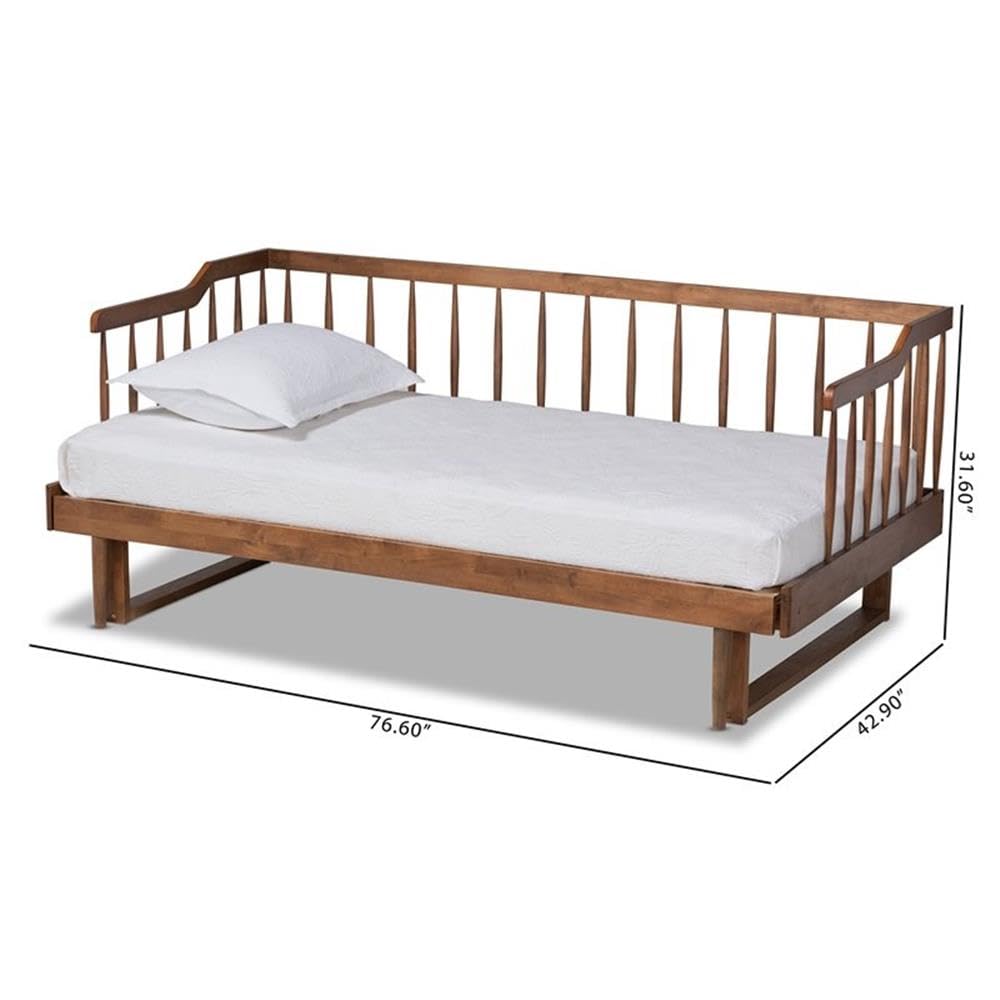 Muriel Walnut Wood Expandable Twin to King Size Spindle Daybed