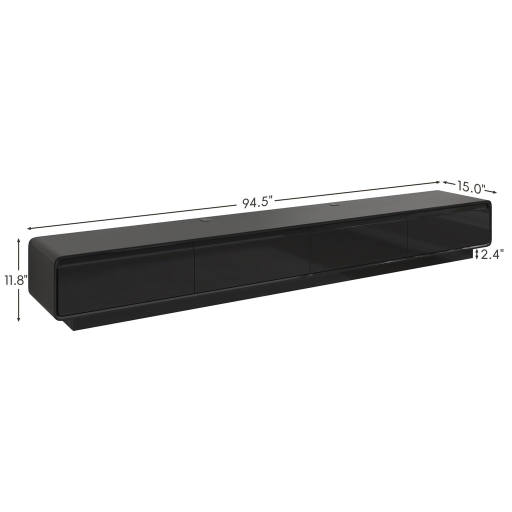 94.5" Floating for TVs up to 100 Inches, Mid-Century Modern Floating Entertainment Center Wall Mounted with 2 Drawers