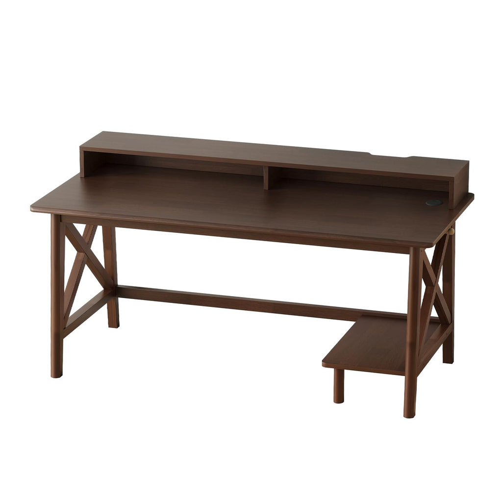 Solid Wood Computer Desk - 60 inch Modern Work Study Table, Walnut