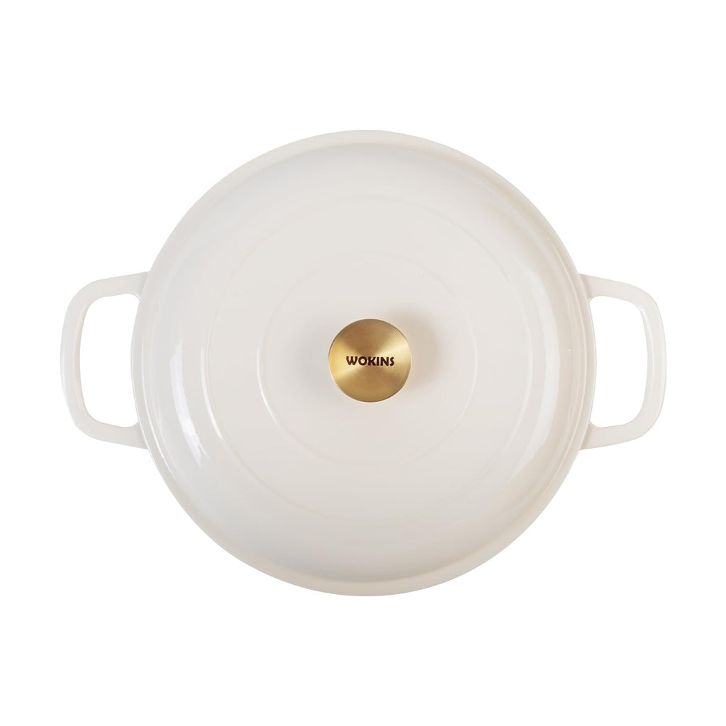 Enameled Cast Iron Dutch Oven-2.5QT Cream, Braiser/Casserole, Cream