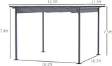 11.5' x 11.5' Outdoor Retractable Pergola Canopy, Metal Patio Shade Shelter for Backyard, Porch Party, Garden