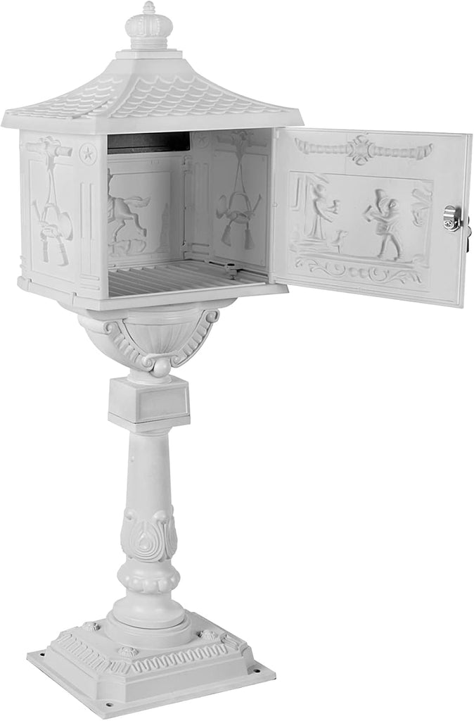 Mailbox Cast Aluminum White Mail Box Postal Box Security Heavy Duty New