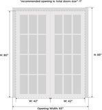 Sete 6003 Bypass Interior Doors with Frosted Glass, MDF, 84x80, White, Modern Style Hardware Include