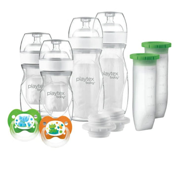 Nurser Newborn Gift Set with Drop-Ins Bottle Liners, Closer to Breastfeeding, 4 Bottles (2x4 Oz, 2x8 Oz), Liners and