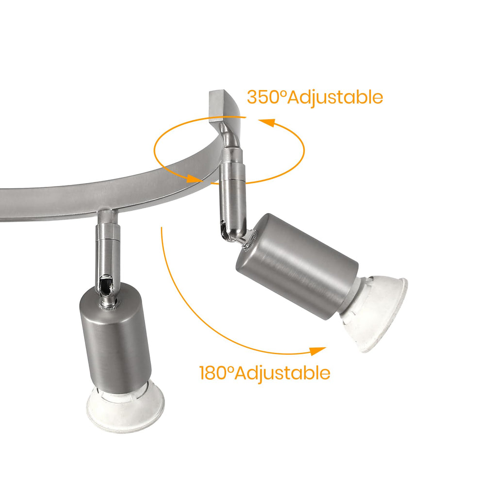 6 Light Track Lighting Fixtures Ceiling, Flexibly Rotatable Light Heads, Nickel Semi Flush Mount Ceiling Light Dining