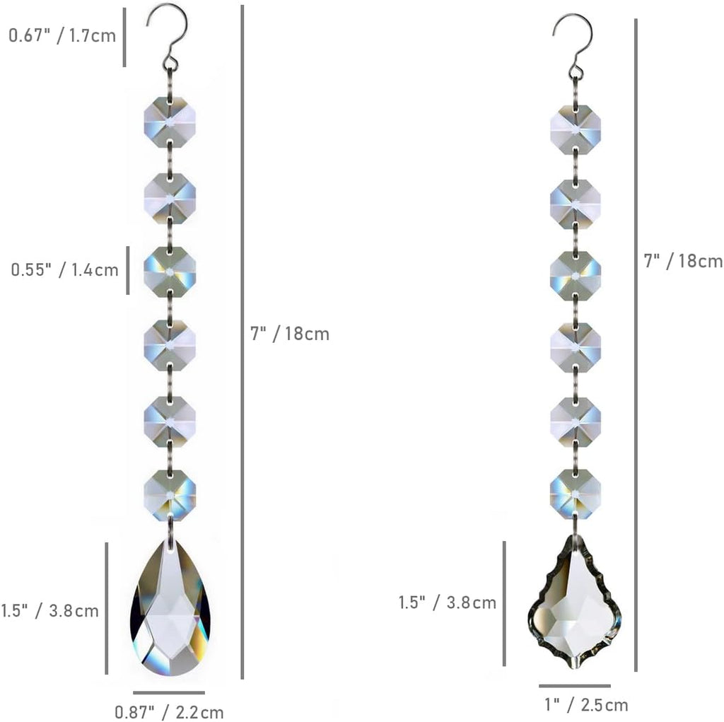 12pcs Glass Crystal Chandelier Prisms Beads Replacement - Hanging Crystals Suncatcher for Chandeliers Decoration