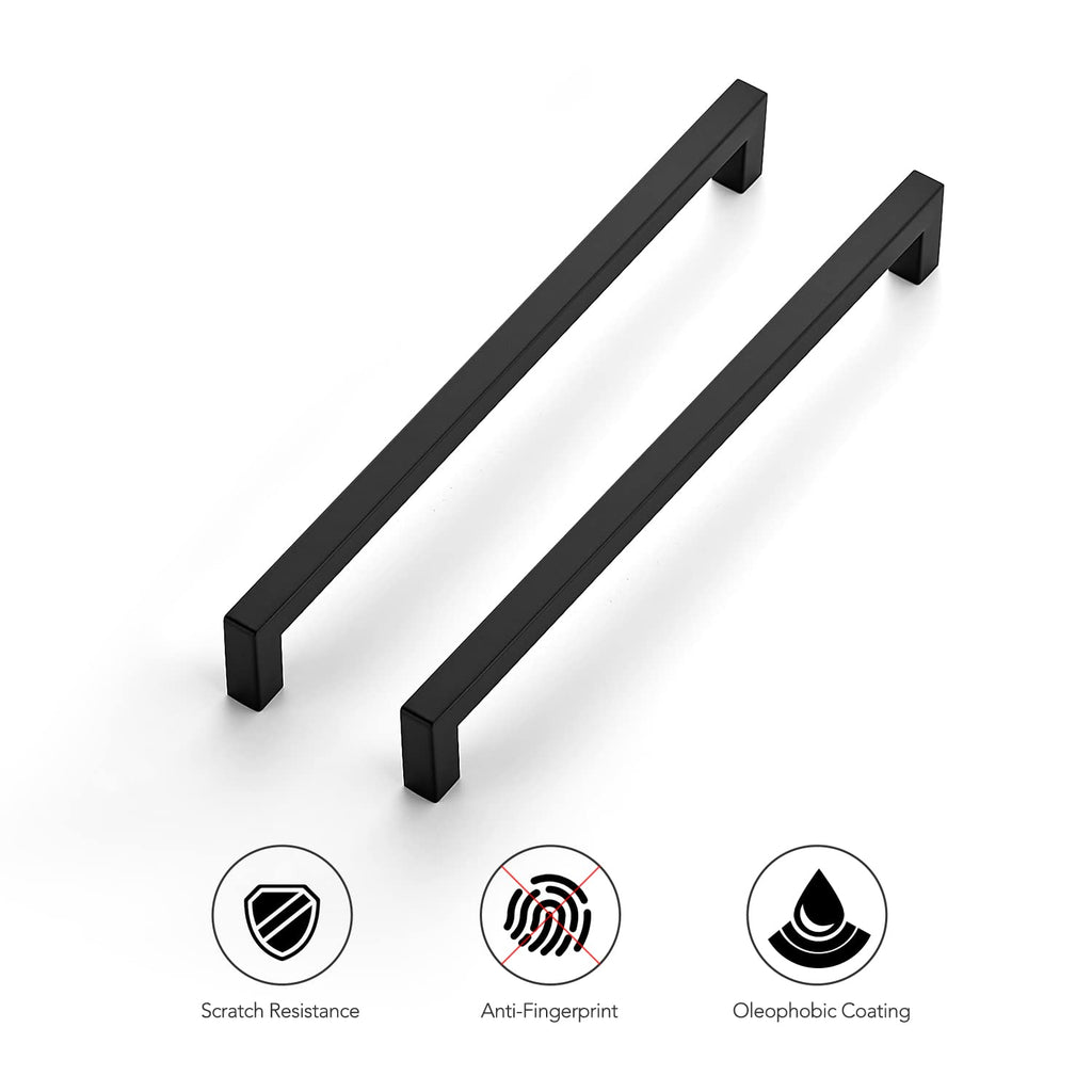 Matte Black Cabinet Handles Square Pulls 10 Inch 3 Pack