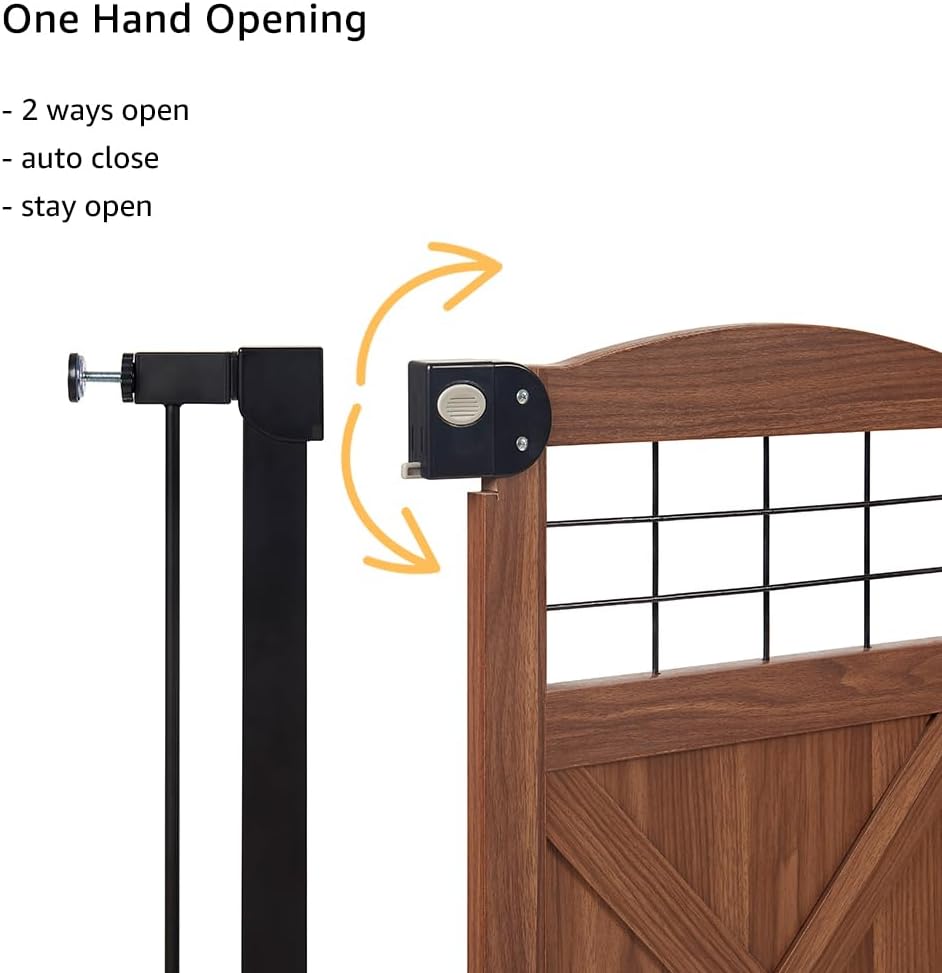 Farmhouse Barn Door Dog Gate, 39" Tall Anti-Trip Pet Barrier