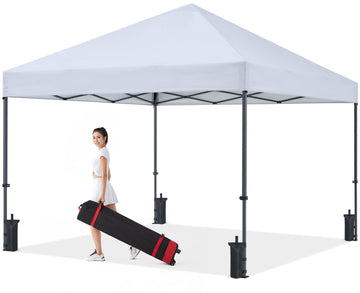 Durable Easy Pop Up Canopy Tent with Roller Bag, 12x12, White
