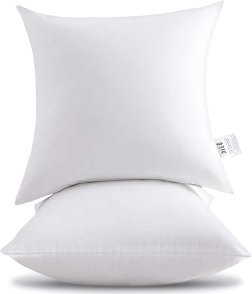 20x20 Pillow Inserts () - Down Alternative 100% Cotton Cover Decorative Square Throw Pillows White for Couch - Set of 2
