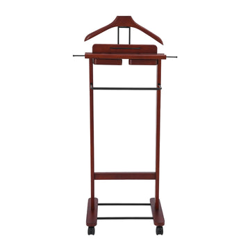 Clothes Valet Stand, Wood Valet Stand Suit Rack Stand with Drawer for Men/Women, Contour Hanger, Trouser Bar, Belt