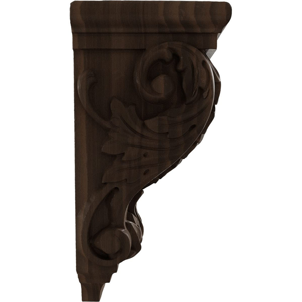 5"W x 5"D x 10"H Medium Acanthus Wood Corbel, Walnut