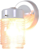 Jelly Jar 1-Light Outdoor Wall Light with Clear Ribbed Glass, Wet Rated for Porch, Patio, and Entryway - Design House