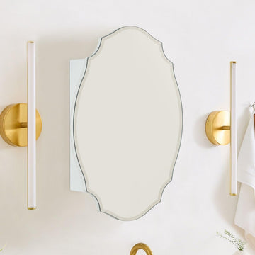 Frameless Assymetrical Oval Medicine Cabinet with Beveled Mirror Irregular Surface Bathroom Medicine Cabinet Mirror