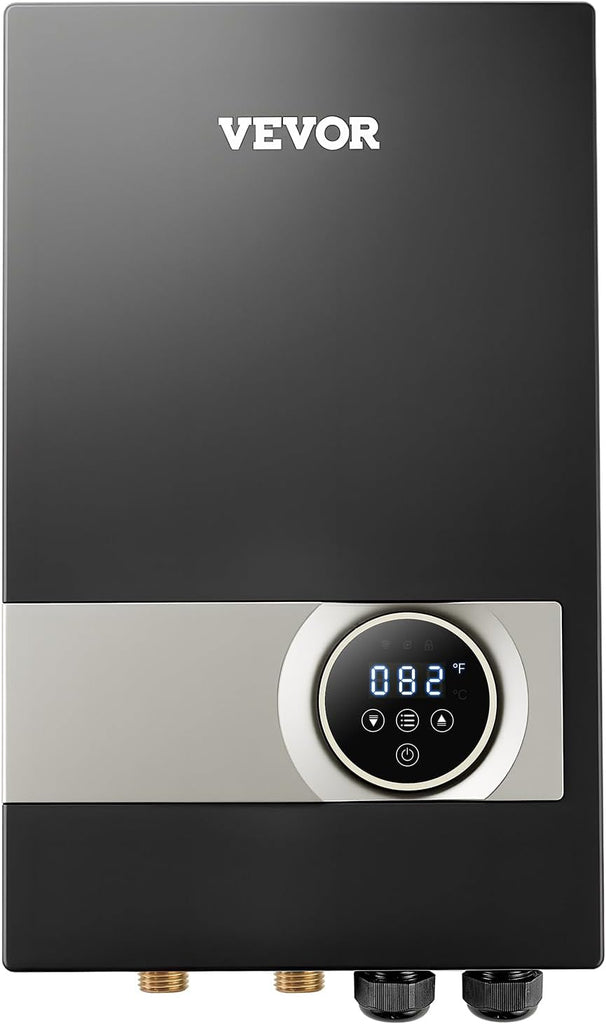 Tankless Water Heater Electric, 27KW 240V Black Instant Water Heater, LCD Touch Screen, Digital Temperature Display
