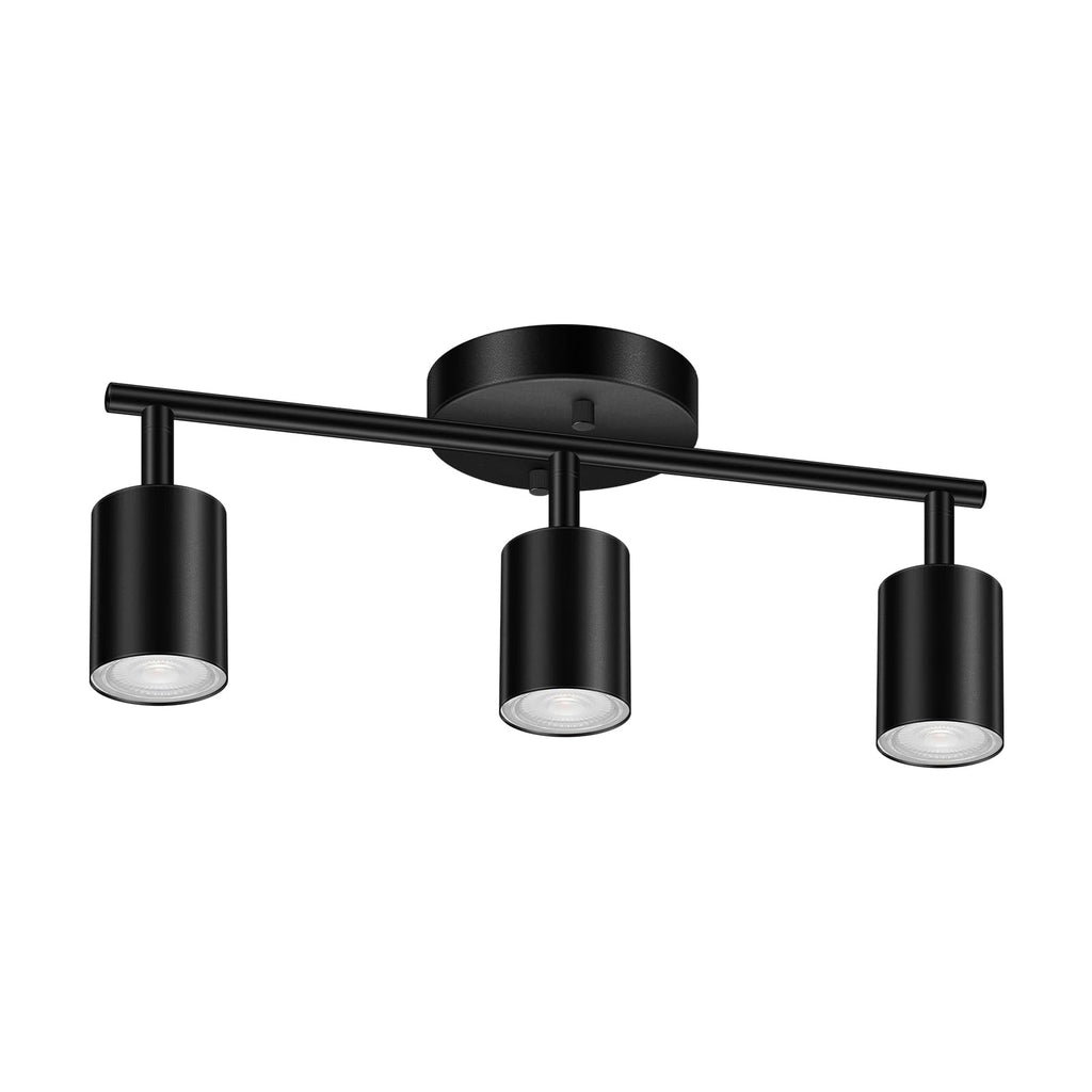 LED Track Lighting Fixtures Ceiling, Black 3-Light Track Lights, 3 Way Ceiling Spotlight, Flexibly Rotatable Wall