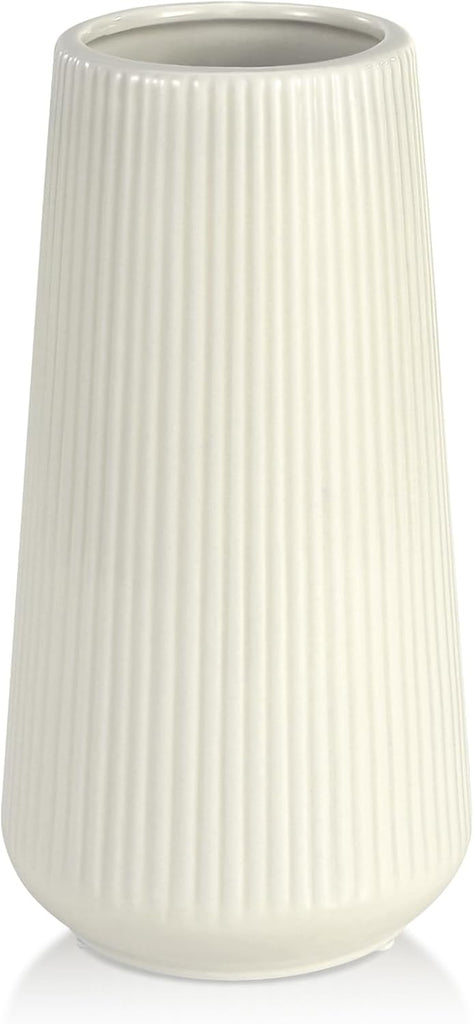 Beige Ceramic Vase, Small Cute Flower Vase for Pampas Grass, Home, Living Room, Dining Table, Farmhouse, Office