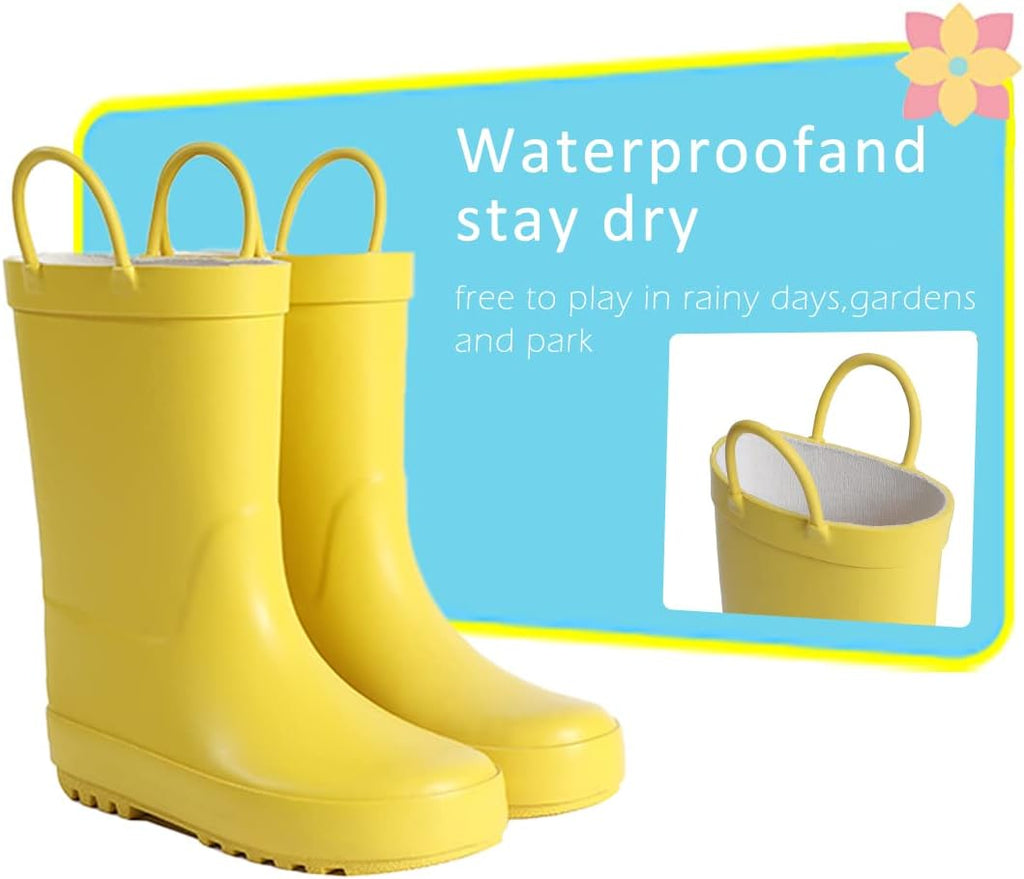 Kids Rain Boots, Toddler Rain Boots Waterproof Rubber Kids Rain Boots for Girls and Boys with Fun Patterns