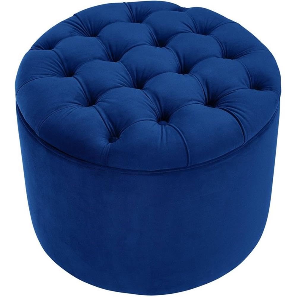 Queen Navy Velvet Storage Ottoman