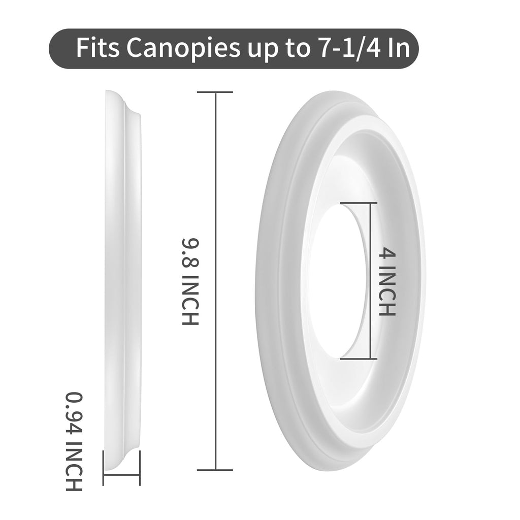 2Packs Molded Nylon Ceiling Medallion for Light Fixtures and Ceiling Fans, 9.8"OD x 4"ID x 0.94"P (Fits Canopies up