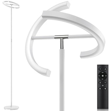 White Floor Lamp, Modern Stepless Dimmable Standing Lamp 3000-6000K, 20W LED Rotatable Reading Tall Lamp, Touch &