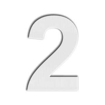 4 Inch Floating House Number 2 - Brushed 304 Stainless Steel