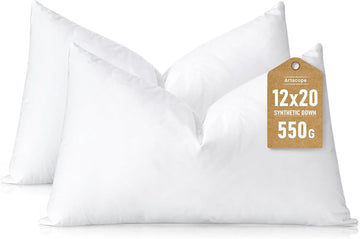 Synthetic Down Pillow Insert, 12x20 Throw Pillow Inserts - Set of 2