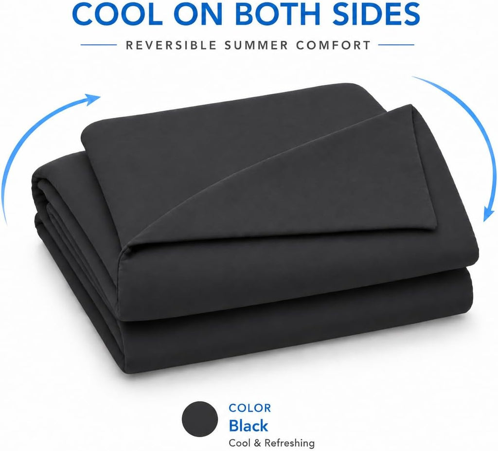 Double-Sided Cooling Comforter Queen Size, Ice Silk Summer Blanket, Smooth No-Stripes, No-Seam, Edge-Free Design