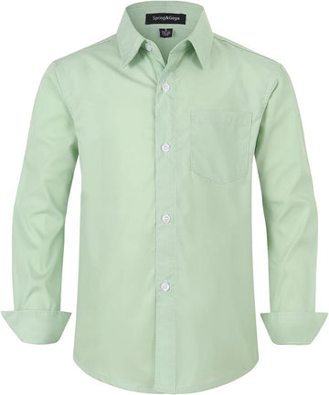 Boys Long Sleeve Stretch Button Down Dress Shirt, Regular/Husky