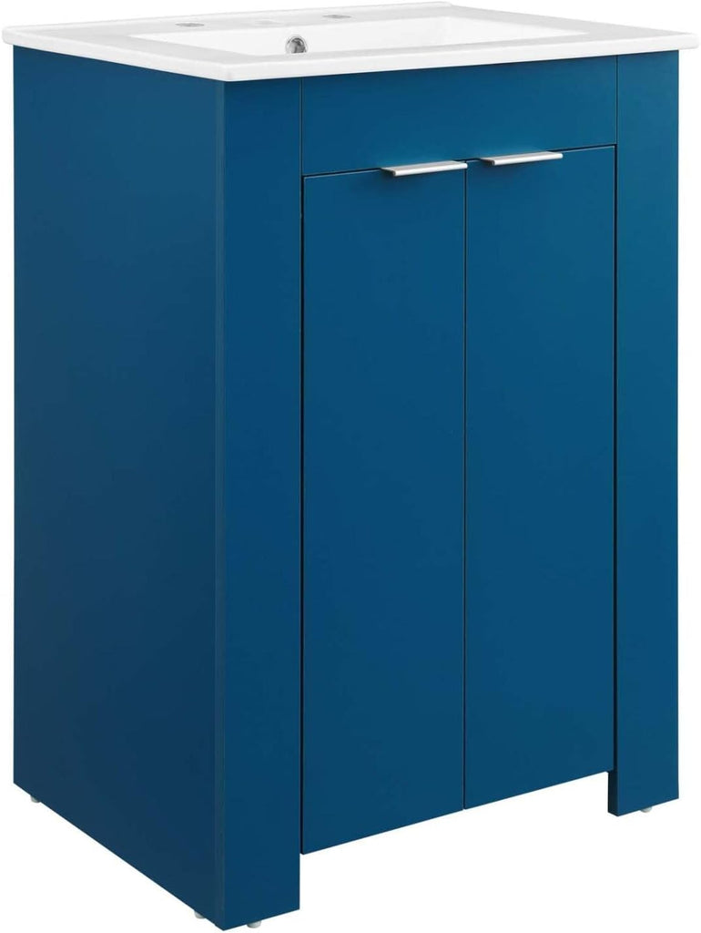 24-Inch Bathroom Vanity with Sink – Navy Cabinet with White Basin