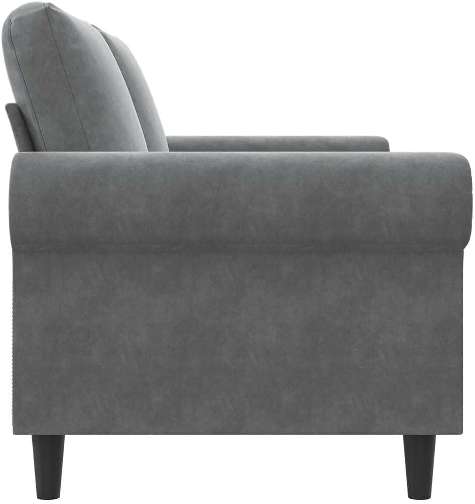 Velvet 2-Seater Sofa Dark Gray 55.1 Inches, Small Loveseat with Sturdy Metal Frame, Thickly Padded Seat and Back