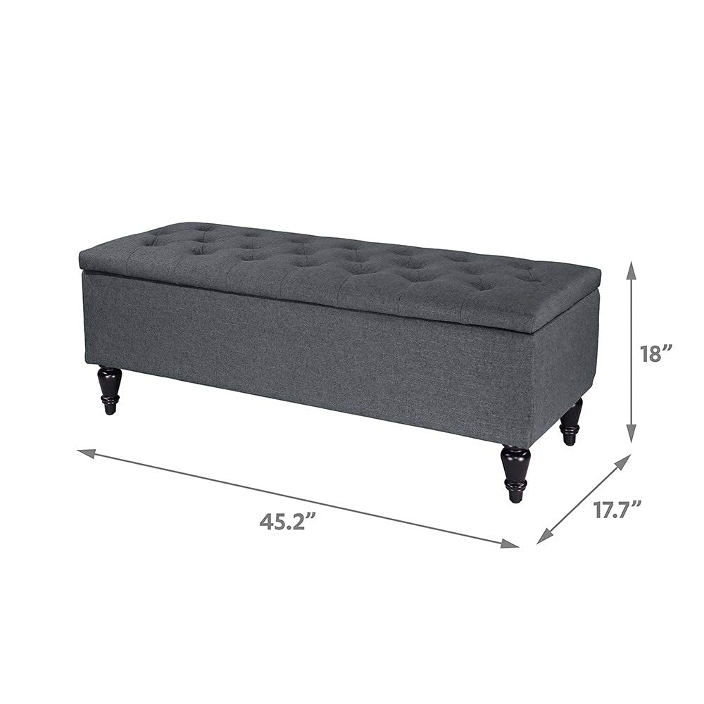 45'' Ottoman Indoor Tufted Rectangular Storage Ottoman Coffee Table Seat Smooth Hinge Lid Storage Bench Bedroom