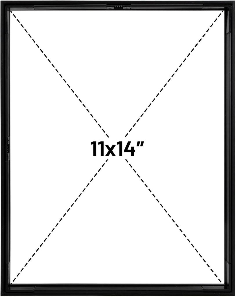 2 Pack 11x14 Black Metal Floating Picture Frame Real Glass | Tempered Glass Front, Plexiglass Back, Wall Mount
