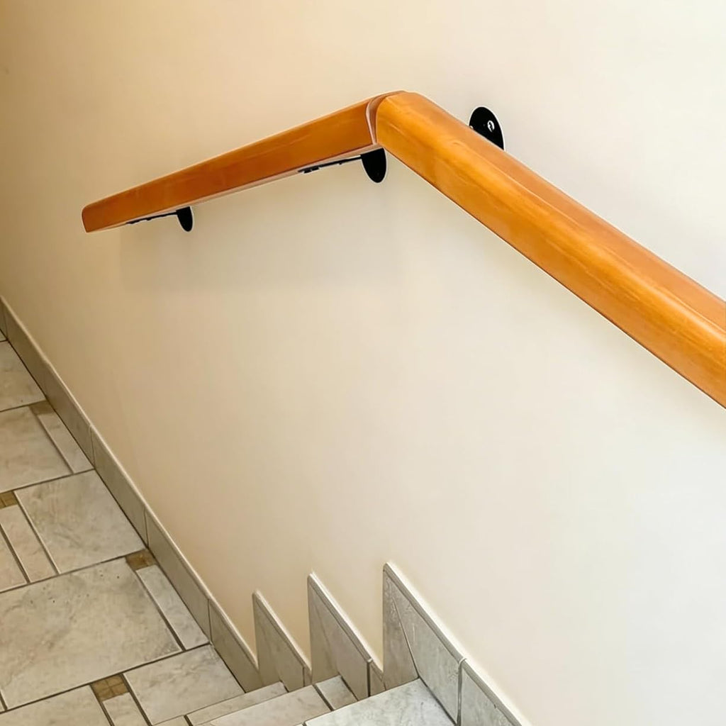 4FT Wood Stair Handrails Wall Mount, Single Piece Staircase Hand Railings