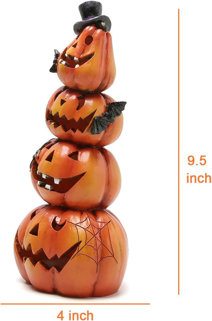Halloween Pumpkin Decorations Indoor Orange Stacked Pumpkin Figurine