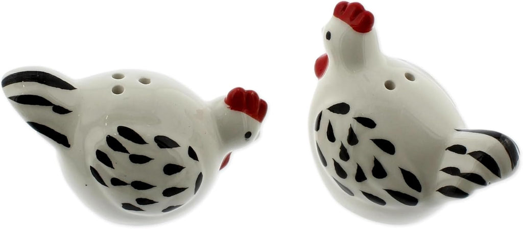 Cute Ceramic Farmhouse Salt & Pepper Shaker Set- Farm Chickens (Chickens) - Set of 2
