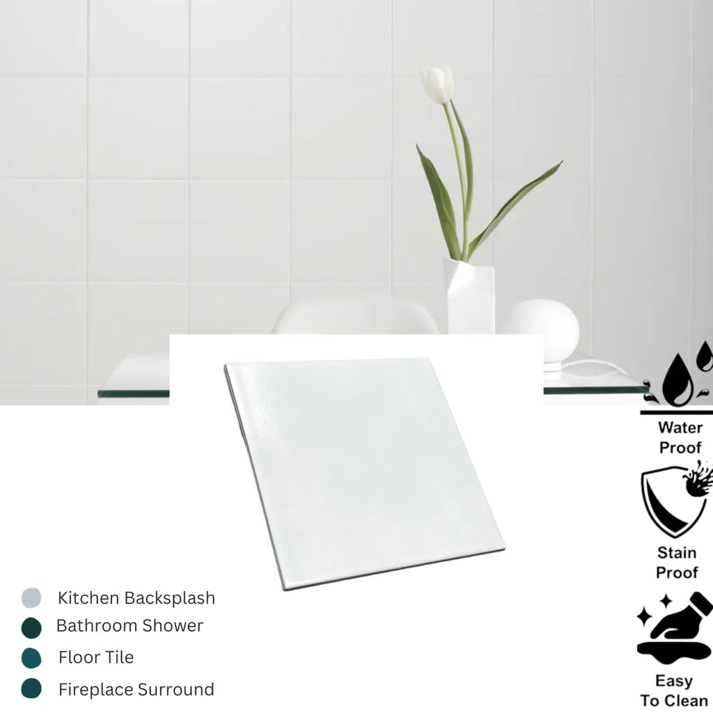 12x12 White Semi-Matte Porcelain Floor & Wall Tile - 11 Pieces