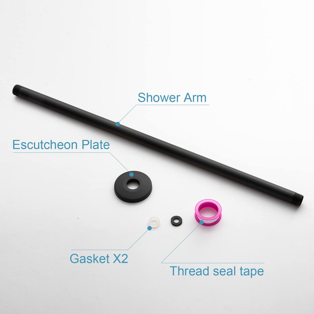 Shower Arm with Flange, 24 in Ceiling Mount Replacement Rain Shower Head Straight Arm Ceiling-Mounted For Fixed