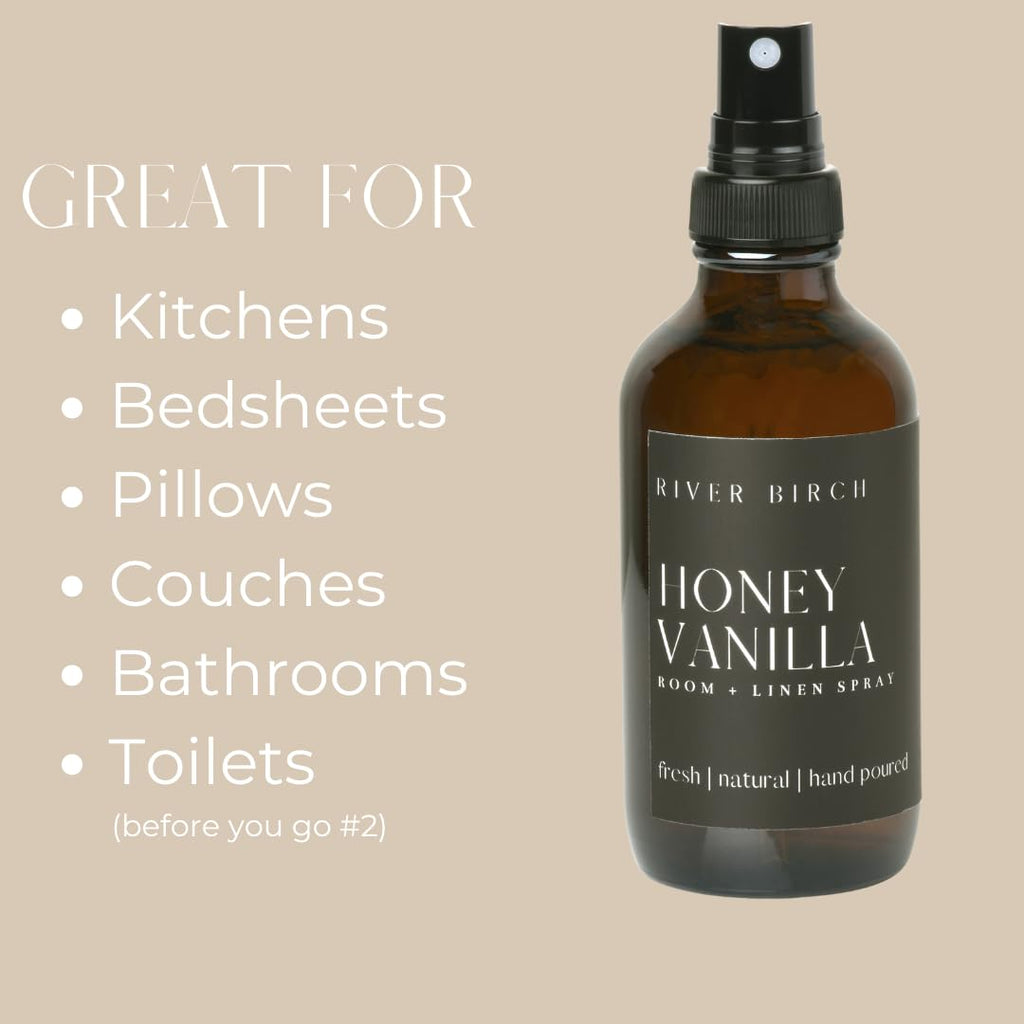Luxury Linen and Room Spray - Home Signature Scent Honey Vanilla Room Fragrance Spray - Fragrant Fresh Linen Air - Set of 4