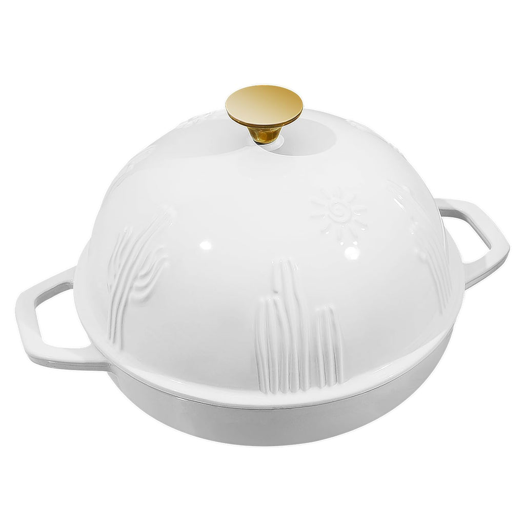 Bread Oven Cast Iron Bread Dutch Oven with Cloche Lid for Bread Baking White Enameled Cast Iron Bread Oven with Dome