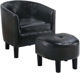 Modern Lounge Chair — Black Faux Leather