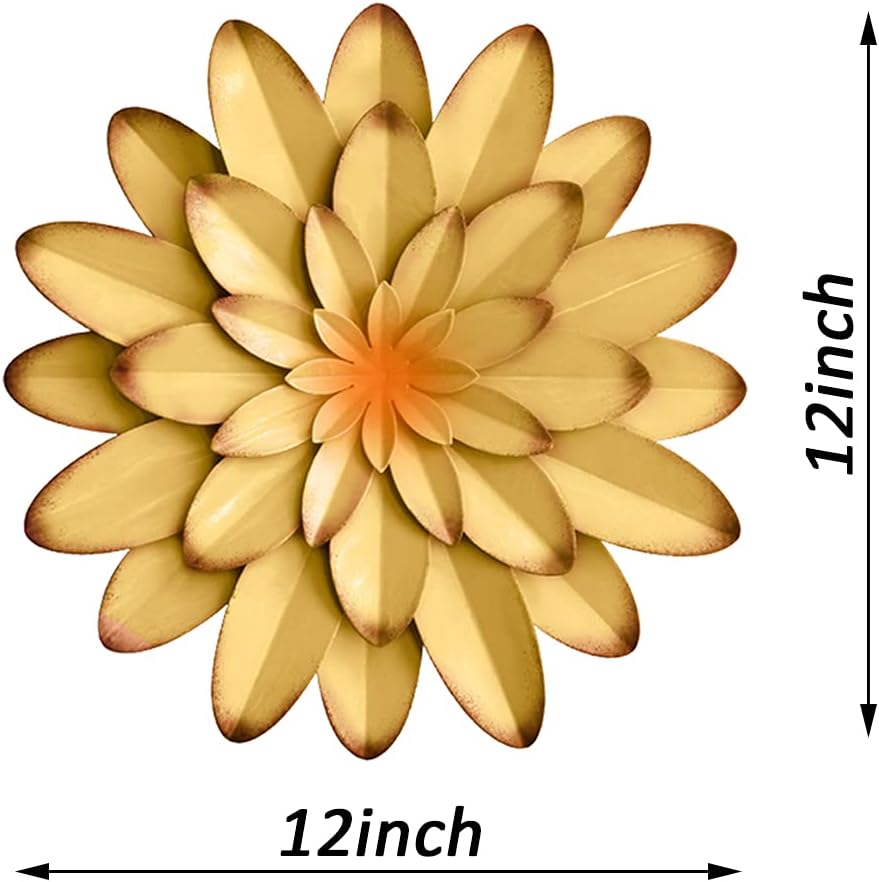 Metal Flowers Wall Decor Indoor Outdoor Metal Wall Art for Farmhouse Home Living Room Bedroom Bathroom Garden Decor
