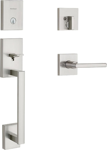 San Clemente Front Door Lock Handle and Deadbolt Set, Entry Handleset Exterior with Interior Reversible Lever - Door Handleset
