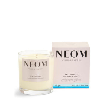 Real Luxury Scented Candle, 1 Wick | Lavender & Rosewood | Essential Oil Aromatherapy Candle | Scent to De-Stress