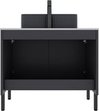 30" Freestanding Bathroom Vanity with Stone Pattern Basin - Cabinet with 2 Doors & Countertop