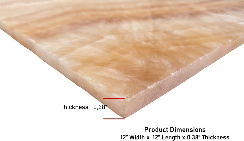 Premium Gold Onyx 12x12 Polished Marble Tile - Natural Stone Floor, Kitchen Backsplash, Fireplace Surround, Wall