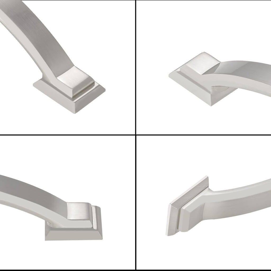 10 Pack 3-3/4 Inch Cabinet Pulls Brushed Satin Nickel Cabinet Handles Zinc Alloy Drawer Pulls Solid Cabinet Hardware