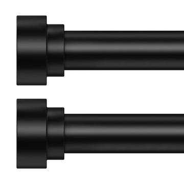 2 Pack Black Curtain Rods for Windows 48 to 84 Inch (4-7ft), 1 Inch Diameter Heavy Duty Curtain Rod, Adjustable Modern