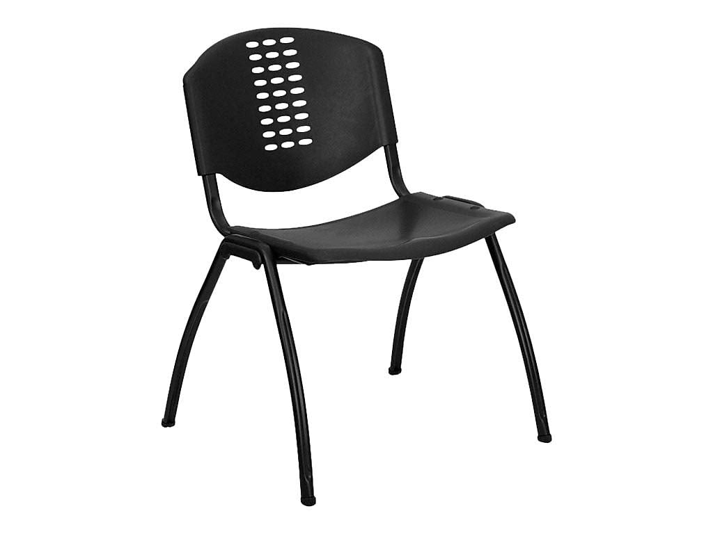 Plastic Stack Chair with Oval Cutout Back, Black